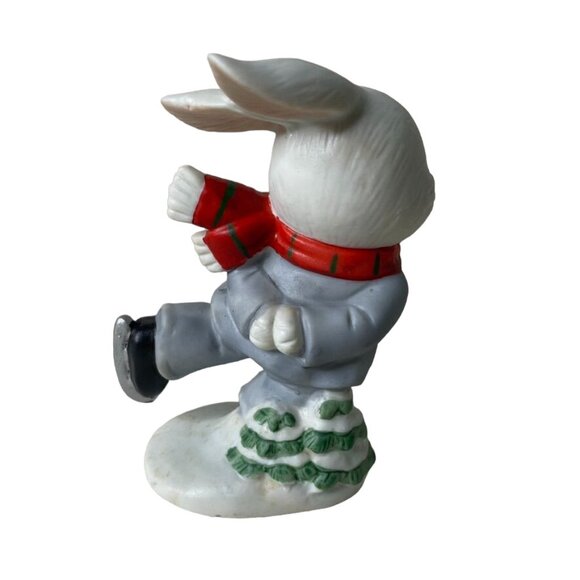 Homco Ceramic Christmas Ornament Ice Skating Rabbit Figurine Decoration u - Picture 3 of 5